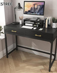 WESTREE Computer Gaming Desk Office - Study Writing Desk with Drawer for Teen, Bedroom Makeup Desk Home Office Furniture with Storage Shelf, Height Monitor Stand