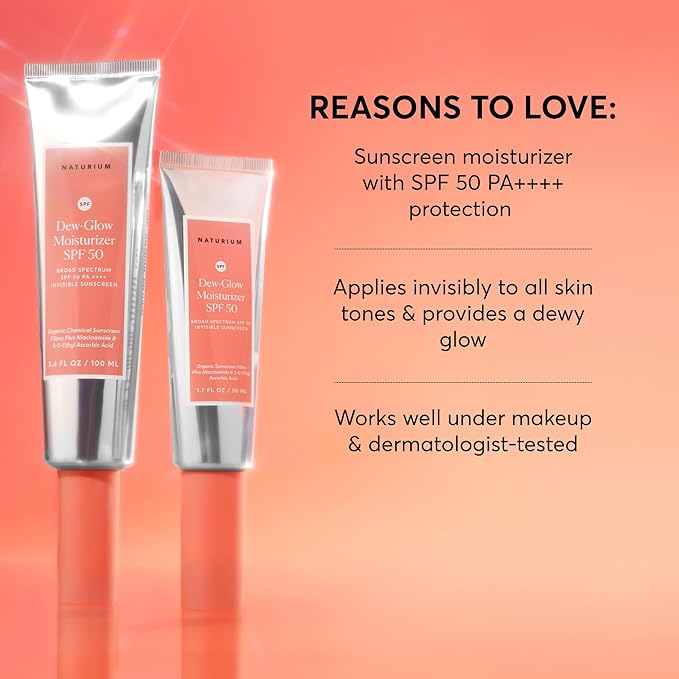 Naturium Dew-Glow Moisturizer SPF 50 PA++++ Jumbo, Daily Moisturizing Sunscreen & Face Primer, Skin Protector with Dewy Finish, 3.4 oz