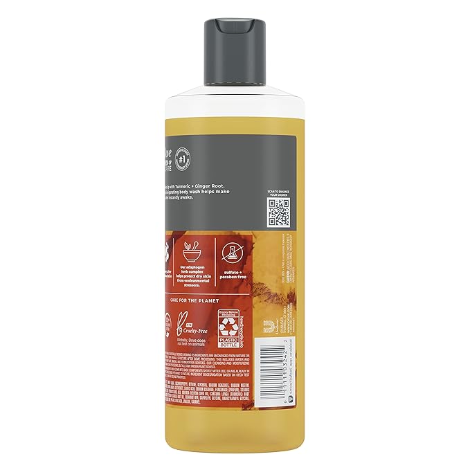 DOVE MEN + CARE Face + Body Wash For Men Awaken Turmeric + Ginger Root 18 oz 4 Count