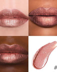 evpct Bronze Gold Metallic Glitter Lip Liner and Lipstick Combo Lip Gloss Stain Set Makeup for Women Long Lasting Waterproof 24, Rose Gold Metallic Shimmer Frosted Iridescent Glossy Liquid Lipstick 14