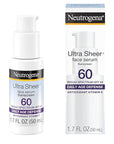 Neutrogena Ultra Sheer Moisturizing Face Serum with Vitamin E & SPF 60, All Day Facial Sunscreen Serum with Broad Spectrum UVA/UVB Protection, Fragrance-Free, Oxybenzone-Free, 1.7 Fl Oz