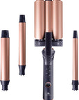 Sutra 4-in-1 Hair Curling Iron Set with Tourmaline Infused Ceramic Barrels - Professional Curling Wand Tool for Women with Clipless Curlers & Triple Barrel Waver - Styling Products for All Hair Types