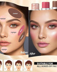 3 Pcs Cream Waterproof Blush Contour Highlighter Stick Finishing Makeup