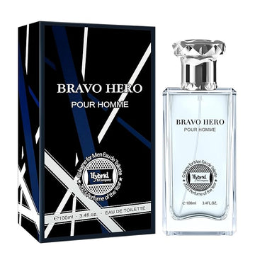 Hybrid & Company Bravo Hero Pour Homme Eau De Toilette Natural Spray Vaporisateur,3.4FL.OZ