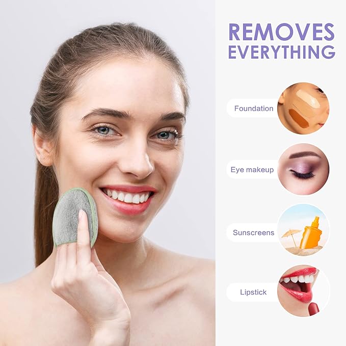 SUNLAND Reusable Makeup Remover Pads for Face,Eye,Lips 16 Pack Microfiber Face Cleansing Gloves Washable with Laundry Bag and Travel Bag Rounds Toner Pads (round 3.15inchx16, grey)