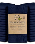 Softolle 100% Cotton Washcloths 60 Pack (12x12 Inches) Soft, Highly Absorbent Washcloth, Face Towels, Wash Cloths for Face, Ring Spun, Bulk Pack (Navy Blue)
