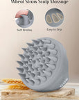HEETA Hair Brush, Hair Growth Scalp Massager with Soft Silicone Bristles to Remove Dandruff, Relieve Itching & Relax Scalp, Shampoo Brush for Wet Dry Hair Care, Beige & Grey, 2 Count