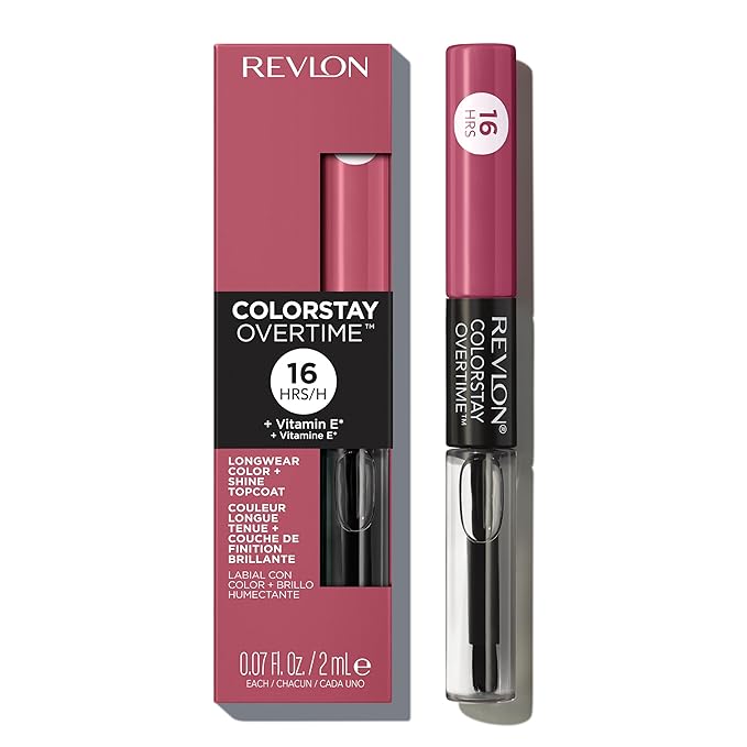 Revlon Liquid Lipstick with Clear Lip Gloss, ColorStay Overtime Lipcolor, Dual Ended with Vitamin E, 005 Infinite Raspberry, 0.07 Fl Oz