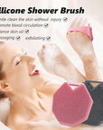 2 Pack Silicone Body Scrubber, Exfoliating Body Scrubber for Sensitive Skin, Silicone Loofah with Anti-Slippery Handle, Stays Clean Easily, Travel-Friendly for Men & Women (Gray + Purple)