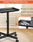 Salon Tray on Wheels,Height Adjustable Rolling Beauty Trolley Cart,Professional Salon Equipment for Barbershop/Spa/Home Use Black