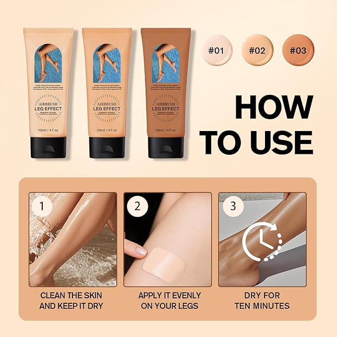 Leg Makeup, Tattoo Cover Up Makeup 24-Hour Long-Lasting Sweatproof Waterproof Body Makeup No Transfer. #03 (Bronze)