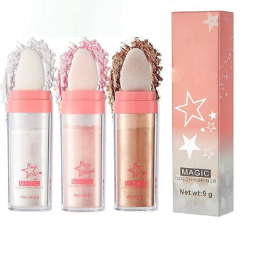 3 Color Glitter Powder Highlighter Makeup, Body Brightens Patting Powder.
