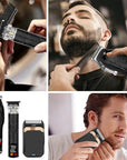 Professional Hair Clipper Set for Men Electric Shaver Razor Cordless Hair Cutting Barber Clippers Beard Trimmer Men’s Grooming Kit Gifts for him (Black)