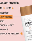 Pacifica Sunny Glow Liquid Face Bronzer Drops - Face Makeup Bronzing For Face & Cheeks for Instant Sun-Kissed Glow - Vitamin C & Glycolic Acid Infused Liquid Bronzer Illuminating Highlighting Clean