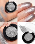 Glitter Silver Eyeshadow Single Pressed Powder, High Impact Grey Silver Shimmer Smokey Eyeshadow, Ultra Blendable Long-Lasting Waterproof Eye Glitters, Silkly Minerals Eye Shade,Vegan (11H Cinderella)
