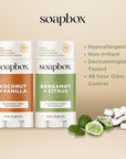 Soapbox Aluminum Free Deodorant, Coconut & Vanilla Scented Deodorant, Scented Aluminum-Free Natural Deodorants, 2.65oz