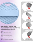 Lymphatic Drainage Silicone Body Scrubber for Shower - Exfoliating Silicone Loofah with Zinc Infused and Stiff Massage Nodes，for Improving Skin Health and Reduces Acne -Azure