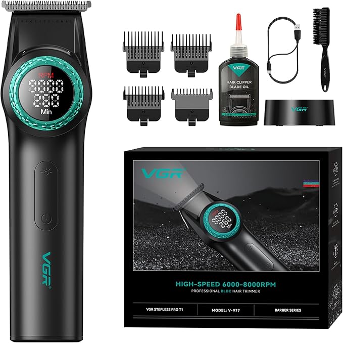 VGR Hair Clippers for Men Professional, T-Blade Trimmer Cordless Clippers and Trimmers Set, Electric Foil Shaver for Men with Double Foil, Rechargeable 3 Piece Men's Hair Cutting Kit, LED Display