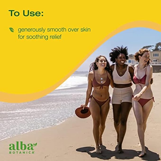 Alba Botanica Aloe Vera Gel for Skin, Cooling After Sun Treatment for Face and Body, Made with Purity Certified 80% Aloe Vera Gel Formula, 8 fl. oz. Tube (Packaging May Vary)
