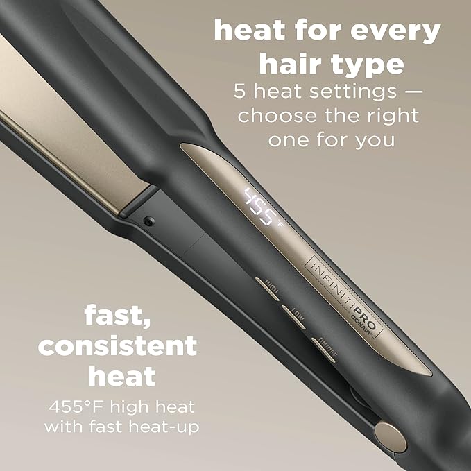 INFINITIPRO BY CONAIR Tourmaline Ceramic Flat Iron, 1 1/4-inch Digital Hair Straightener