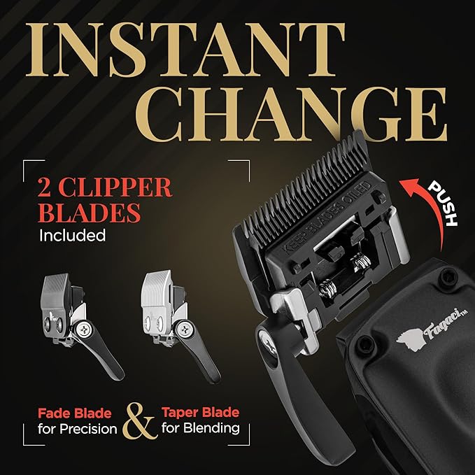 Fagaci Professional Hair Clippers for Men with Superior Precision, Brushless Motor Barber Clippers and Trimmers Set, 5X Longer Sharpness Hair Cutting Kit, Mens Haircut Cordless Clipper for Barber