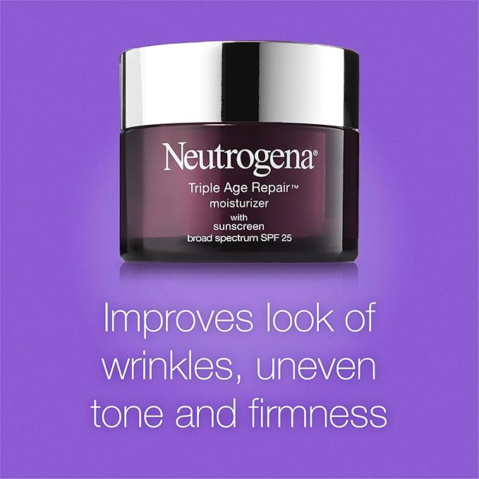 Neutrogena Triple Age Repair Anti-Aging Daily Facial Moisturizer with SPF 25 Sunscreen & Vitamin C, Firming Anti-Wrinkle Face & Neck Cream for Dark Spots, Glycerin & Shea Butter, 1.7 oz