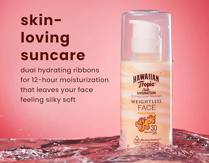 Hawaiian Tropic Weightless Hydration Lotion Sunscreen for Face SPF 30, 1.7oz (4 PACK) | Travel Size Sunscreen, Oil Free Face Sunscreen, Sunblock Face, Mini Sunscreen SPF 30, 1.7oz (1.7 fl. oz., 4)