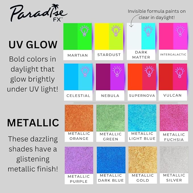 Mehron Paradise FX Metallics – Metallic Blue 1.4 oz | Professional Water Activated Shimmering Metallic Paint for Raves, Costumes, Special Effects, Halloween, Stage, Screen, Theater & Cosplay FX