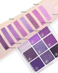 evpct 9 Colors Purple Glitter Eyeshadow Palette, Lavender Violet Purple Pink Glitter Metallic Shimmer Sparkly Eye Shadow Palette Makeup for Older Women Blue Eyes, Highly Pigmented Waterproof eyeshadow