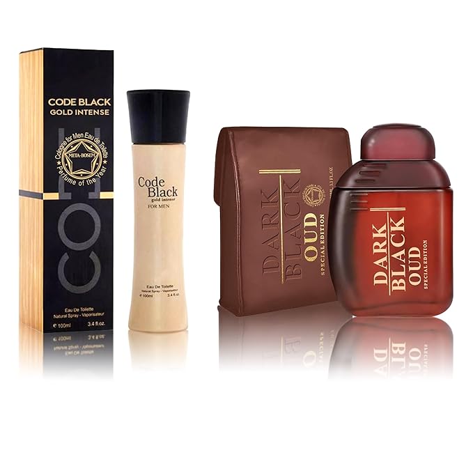 Men Cologne Set (3.4oz/100ml x 2PCS) Eau De Perfume Natural Spray Notes of Woody, Spicy, Citrus & Aromatic Long Lasting Fragrance for Daily Use (BlackCIG&DarkBaOUD)