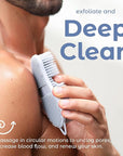 MainBasics Silicone Body Scrubber – Dual-Sided Shower Exfoliator for Men & Women, Gentle Silicone Loofah Alternative for Deep Clean (Frosted Sky, Exfoliate)