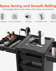 TASALON New Salon Trolley Cart with Wheels for Extra Storage, 5 Drawers & Dryer Holder, Space Saving Salon Cart with Lighter & Strong Material, Multipurpose Beauty Cart, Hair Cart, Tattoo Tray Cart