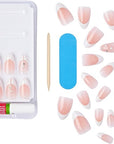 KISS Classy Nails Premium, Press-On Nails, Nail glue included, 'Highlights', French, Medium Size, Almond Shape, Includes 30 Nails, 2g glue, 1 Manicure Stick, 1 Mini File
