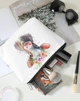 Floral farm animals cosmetic bag