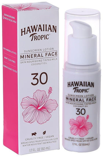 Hawaiian Tropic Mineral Sun Milk Face Sunscreen Lotion, SPF 30, 1.7oz