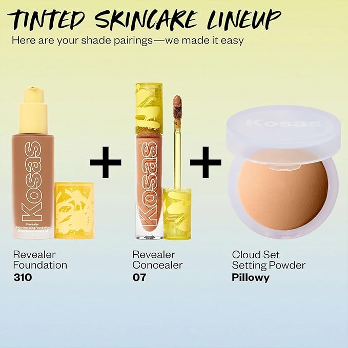 Kosas Revealer Skin-Improving Foundation with SPF 25 Protection - Hydrate, Brighten, Soothe, Plump, Protect Skin - Smoothing Texture, Clean Formula, Natural Finish, Medium Deep Neutral Cool 310