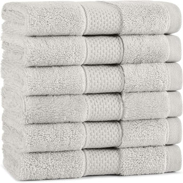 Aston & Arden Egyptian Wash Cloths - Pack of 6 - Oversized Ultra Soft Thick & Absorbent, 100% Ringspun Egyptian Cotton Bathroom Towel for Spa, Hotel, 600 GSM, 13 x 13 in, Tan