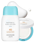 GOONGBE Sun Lotion SPF 40 & Moisture Sun Cushion SPF 50-100% Zinc Oxide Mineral Sunscreen - Vegan Reef-Safe for Babies Kids Adults - Korean Skincare, 2.82oz & Cushion 0.81oz