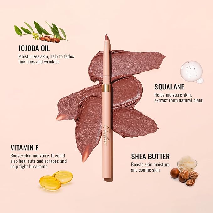 Oulac Brown Lip Liner Pencil, Waterproof Retractable Lipliner Crayon, Smooth, Long-lasting and waterproof Formula, Contour your lips, Vegan Beauty, 06 Body Talk