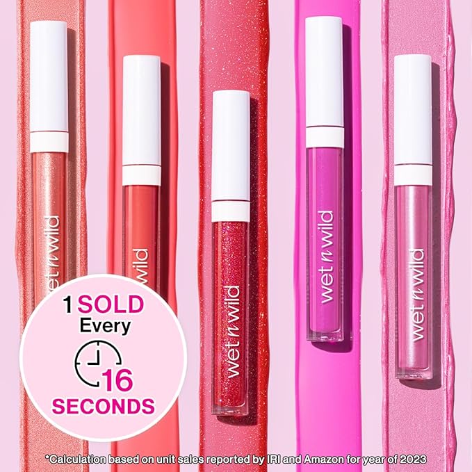 wet n wild MegaSlicks Lip Gloss, Ultra-Glossy, Vitamin-E Enriched, Ultra-Gloss High Shine Moisturizing, Cruelty-Free & Vegan - Sweet Glaze(Carded)