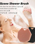 2 Pack Silicone Body Scrubber, Exfoliating Body Scrubber for Sensitive Skin, Silicone Loofah with Anti-Slippery Handle, Stays Clean Easily, Travel-Friendly for Men & Women (Black + Pink)