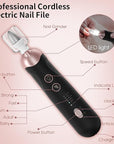 Professional Manicure Pedicure Kit, Cordless Electric Nail File Set, Rechargeable Pedicure Tools for feet, 5 Speeds Hand Foot Care Nail Drill for Thick Nail Toenail Cuticle Women Men Baby Pets