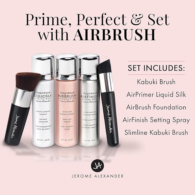 Jerome Alexander MagicMinerals AirBrush Foundation, Light Medium, 5pc Radiant Skin