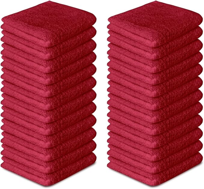 Softolle 100% Cotton Washcloths 60 Pack (12x12 Inches) Soft, Highly Absorbent Washcloth, Face Towels, Wash Cloths for Face, Ring Spun, Bulk Pack (Burgundy)