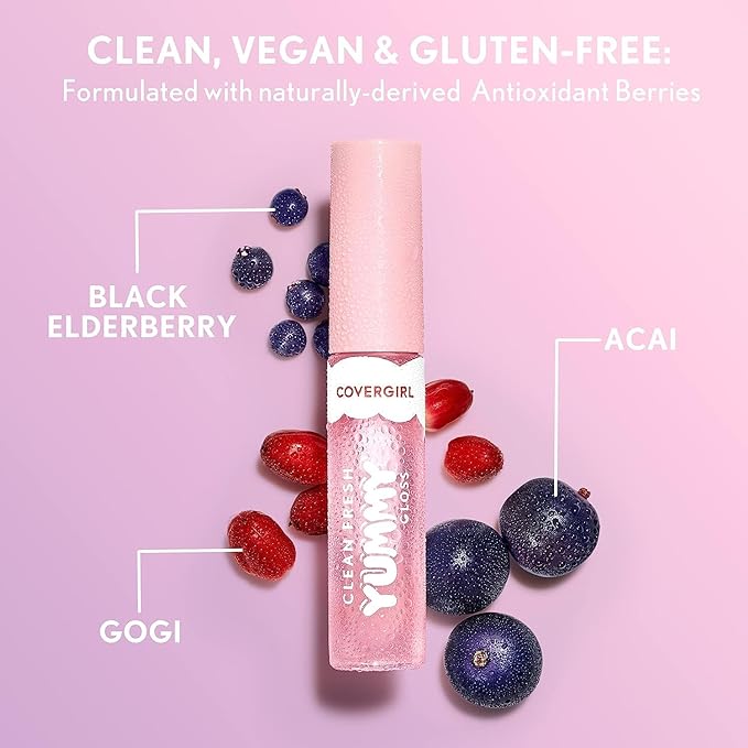 COVERGIRL Clean Fresh Yummy Gloss - My Strawbooty + Eye Enhancer, Intense Black, 3D Mascara