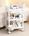 Mobile Medical Trolley 3 Tier Rolling Utility Cart with Dirt Bucket & Drawer, Beauty Salon Cart for Spa Tattoo Waxing, Esthetician Carts for Salon Hospital Dental Clinic Home, Postpartum Cart