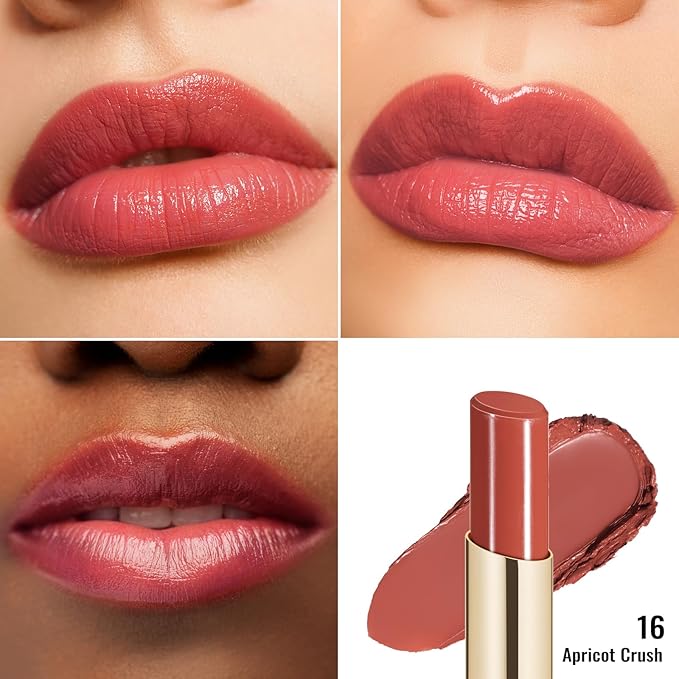 Oulac Moisturizing Shine Lipstick For Women Christmas Set 2PCS, 2 in 1 Tinted Lip Balm for Winter, Hydrated Juicy and Glossy Lip Color for Dry, Cracked and Chapped Lips, Vegan [01+16]