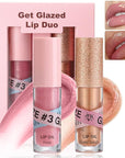 Lip Gloss Oil Set-2 Colors Hydrating Tinted Lipgloss Lip Glow Oil,Non-sticky Shiny and Vegan Lip Glaze, Glitter Crystal Jelly Lip Glaze,Women's Day Makeup Gift Kit for Women Girl-Set D