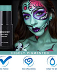 MEICOLY Teal Face Body Paint Stick(1.06 Oz),Cream Blendable Full Body Paint Stick,Peacock Face Paint,Sweatproof Waterproof Face Body Paint Makeup Based Stick for Halloween Special Effects SFX Cosplay