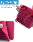 Silicone Body Scrubber Women, Dual-Sided Design Exfoliating Body Brush Buffer Scrubber and Scalp Massager, Shower Scrubber for Body, Silicone Loofah, Ergonomic No-Slip, Easy to Clean Clean(Red)